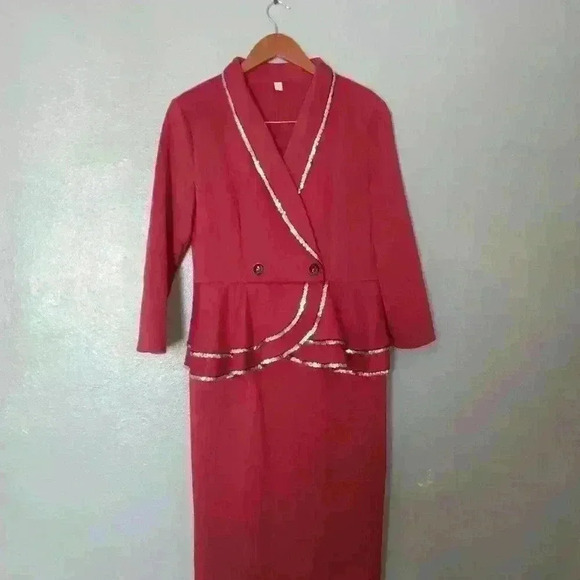 Sequined Red Dress Size Large - Picture 2 of 16